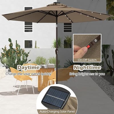 Tuinparasol Rechthoekig 300 x 200 cm – Bellavero Premium Outdoor Parasol met UV50+ Bescherming, 30° Kantelbaar, Waterafstotend, Handslinger, Geventileerd, Voor Tuin, Balkon en Terras, Zonder Standa...