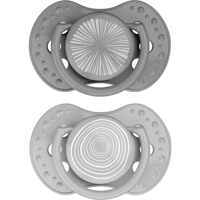 Difrax LOVI Fopspeen Dynamisch - Classy - 6 tot 18 Maanden - Grijs - 2 Stuks