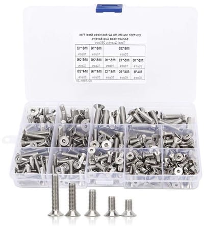 Allecta - 260-Delige RVS M4/M5/M6 Platte Machine Schroeven Set voor Elektronica Industrie.