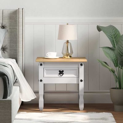 vidaXL - Bijzettafel - Corona - Wit - 50 - x - 50 - x - 50 - cm - Massief - grenenhout