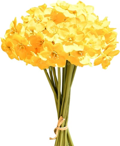 Daity 12 kunstmatige narcissen - perfect voor kunstmatige lentebloemstukken - geschikt voor tuinen - veranda's - bruiloften en huisdecoratie.