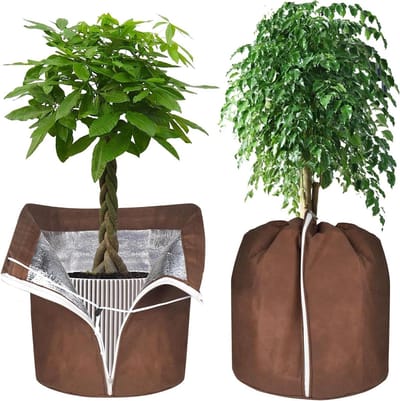 Potbescherming voor planten in de winter, 40 x 40 cm - thermische bescherming, ritssluiting, trekkoord