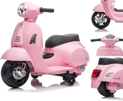 Vespa Elektrische Kinderscooter, kindermotorfiets 18-36 maanden 2,5 km/u Rijtijd 45 minuten (Roze)