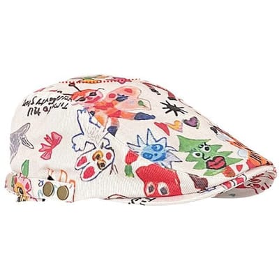 Japanse Leuke Graffiti Voorhoed Hoed Meisje Persoonlijkheid Retro Kind Plezier Grappig Kort Rand Schildershoed Veelzijdige Baret 52-58cm white