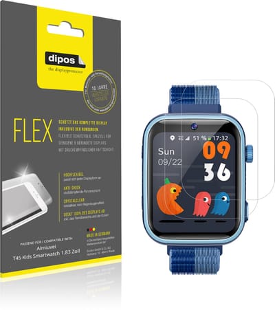 dipos – 2x Beschermfolie geschikt voor Aimiuvei T45 Kids Smartwatch 1.83 Zoll | 3D Full Cover Screenprotector | 100% Passend