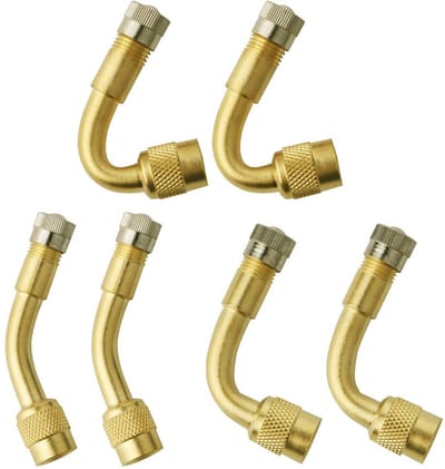 Dailygoods - 6-delige Ventielverlenging Adapters voor Auto, Motor en Fiets - 45, 90 en 135 Graden (Goud)
