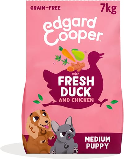 Edgard & Cooper Puppy Hondenbrokken Voor Medium Honden, Verse Eend & Kip, 7Kg, Graanvrij Recept Met Natuurlijke Ingrediënten, Perfecte Vezelbalans
