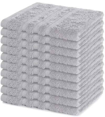 Lavea® Set van 10 Washandjes 30x30 cm | 100% Katoen | Zachte & Absorberende Gastendoekjes | Gezicht, Baby, Make-up, Reizen - Zwart