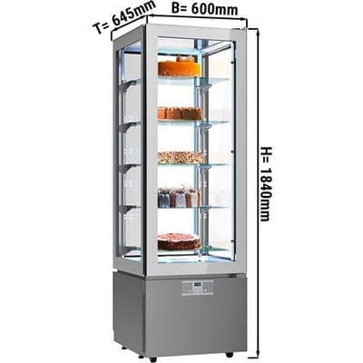 GGM Gastro Panoramavitrine - 324 Liter - 600mm - 5 Ablagen - Silber Zilver