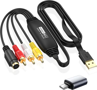 VHS naar digitaal converteren, 1080p video-opname, geschikt voor VCR, Hi8 en Mini DV, compatibel met Windows en Mac OS systemen