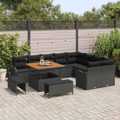 vidaXL - Tuinbank - Set - 12 - st - 11-Aantal - zitplaatsen - Zwart