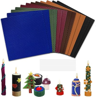 Kleurige bijenwasplaten voor kaarsen, 12 stuks, 20 x 20 cm, DIY kaarsen maken, knutselset voor kinderen en volwassenen