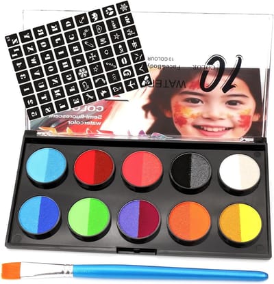 Kleurige Make-up Set voor Kinderen met Kwasten - Wateroplosbare en Niet-Toxische Gezichtsverf voor Carnaval, Halloween, Verjaardagsfeesten en Rollenspellen