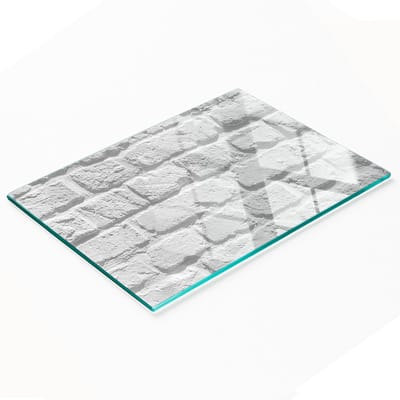 Glazen serveerplank voor in de keuken met baksteenmotief, 80x52 cm