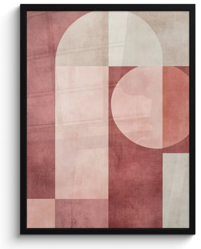 Poster in lijst - Fotolijst 50x70 cm - Posters - Figuren - Abstract - Roze - Posterlijst zwart - Decoratie - Wanddecoratie woonkamer - Muurdecoratie slaapkamer