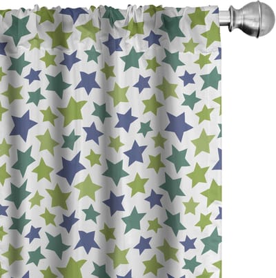 ABAKUHAUS Sterren gordijnen – 2-delige set 75x225 cm – Microvezel, halfdonker, Wit/Multicolor