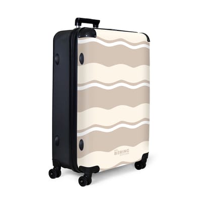 NoBoringSuitcases.com® - Koffer groot - Reiskoffer lichtgewicht - Golven in crème tinten - Rolkoffer met 4 wielen - Grote trolley XL - 98 liter bagage