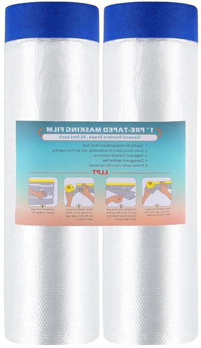 Adhesieve Tape en Drape Film voor Auto Schilderen en Meubels, 140 cm x 20 m, 2 Rollen, Bescherming tegen Vervuiling en Muren, Groene Washi Papier