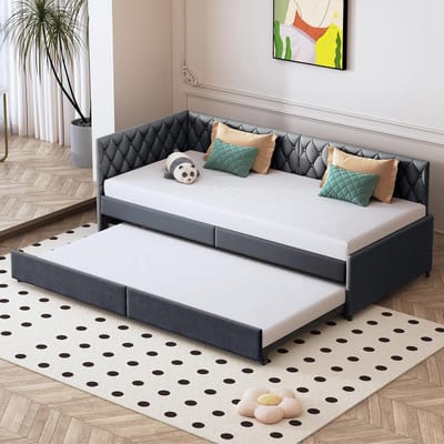 Uittrekbare Slaapbank voor 2 Personen - Dagbed 90x200 cm - Fluweel