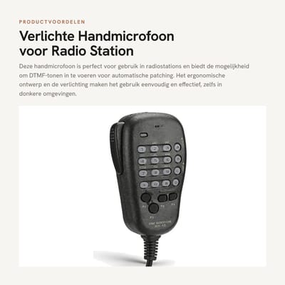 Dailygoods- Handmicrofoon Verlicht - DTMF Invoer - Programmeerbare Softkeys - Compatibel met Mobiele Radiostations - ABS Materiaal - Hoge Betrouwbaarheid - Microfoon