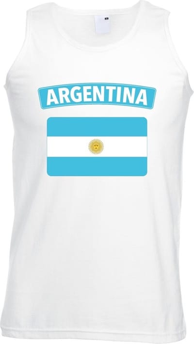 Argentinie singlet shirt/ tanktop met Argentijnse vlag wit heren S