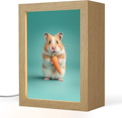 Nachtlampje 15x20 cm - Kinder lampje - Hamster - Wortel - Blauw - Tafellamp kinderkamer - Slaapkamer lamp - Bedlamp kinderen - Kinderlampje stopcontact - Wandlamp babykamer - Nachtlampjes