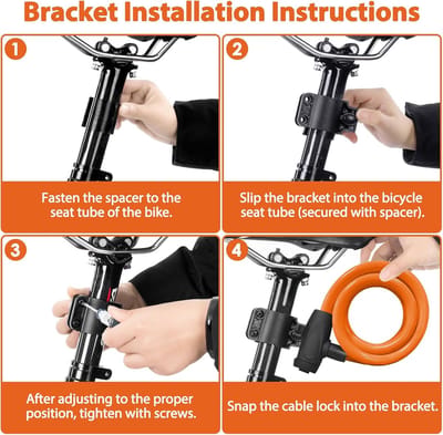 Hoog Beveiligingsniveau Fietsslot 120cm - Spiraal Kabelslot met 2 Sleutels voor Fiets en Scooter