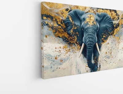 Saammp Canvas Schilderij - Olifant met goud - Abstract - Dieren - 45x30 - Foto op canvas - Wanddecoratie - muurdecoratie Woonkamer - Slaapkamer decoratie - Canvas Print
