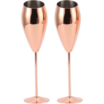 2 stuks Koperen Champagnefluiten Set Stevige Dikke Bodem Roestvrij Staal Messing Geplateerd Champagneglazen L beige