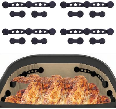 GELLDG Magnetische siliconen clips geschikt voor koken in de Airfryer - 12-pack - Magnetische bakpapierklemmen - Geschikt voor koken en bakken in de Airfryer - Airfryeraccessoires - Zwart