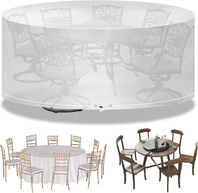 Ronde Waterdichte Tafelafdekking voor Tuinmeubelen - Winterbestendig, Winddicht en UV-bestendig - Ø 250 x 90 cm