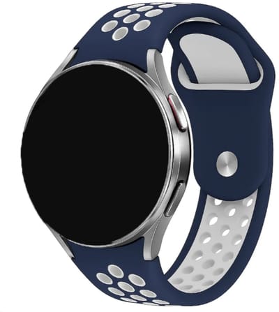 Innerlight® Sport+ - Smartwatchbandje 20mm - Blauw/Wit - Siliconen Smartwatchbandje - Smartwatchbandje geschikt voor Samsung Galaxy Watch 7 / 6 / 5 / Pro / 4 / 3 / Active 2 - Polar Ignite / Unite – Huawei