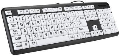Dailygoody - Ouderentoetsenbord - Grote Letters - Ergonomisch Ontwerp - Zwart - USB-bedraad Toetsenbord - Voor Ouderen - Comfortabel en Duurzaam