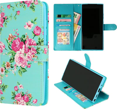 HB Hoesje Geschikt voor Apple iPhone SE (2022 / 2020) - Apple iPhone 7 & 8 - Portemonnee Book Case met Print - Hoes met Pasjeshouder, Magneetlipje en Standaardfunctie - Bloemen