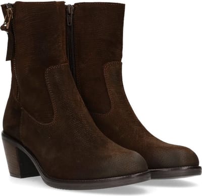 Van Dalen Vrouwen Korte Laars Hak Suede Snakeprint - Groen - Maat 37