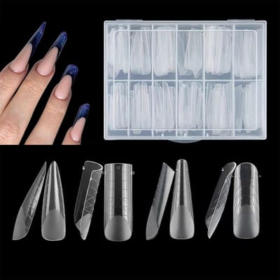 Nail Stamp Set met 4 Stukken en 96 Nageltips voor Perfecte Manicure bij Feesten en Bruiloften