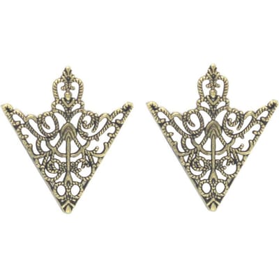 2 stuks/set Unisex Modieus Vintage V-vormig Uitgehold Shirt Kraag Clip Pin Broche, Geschikt voor Dagelijks en Feestelijk Gebruik one-size gray