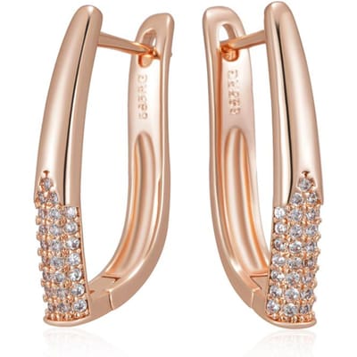 Boucles d'Oreilles Créoles Tendance Or Rose Anglaises Pour Femmes Luxe Zircon Naturel Complet Accessoires Vintage Mariée Bijoux de Mariage beige