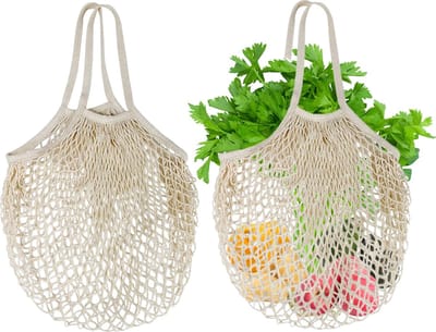 La'Moussawi ® Herbruikbare Milieuvriendelijke Nettassen van Katoen voor Groente en Fruit, Opvouwbaar en