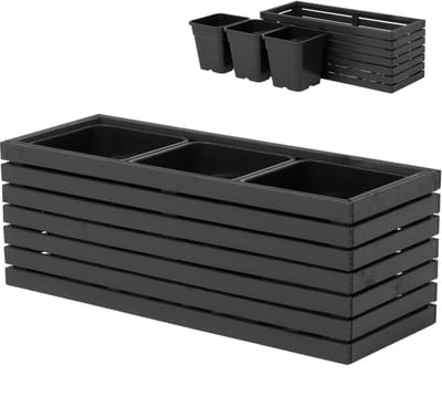Vierkante plantenbak met kunststof binnenbak - Duurzame buiten- en binnenpot voor terras of balkon
