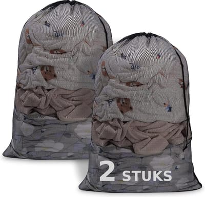 BOTC Waszakken - 60*90cm Waszak Groot - Set van 2 - Waszak Wasmachine - Laundry bag - Waszakken - Zwart