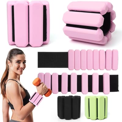 Thijox - Verstelbare polsgewichten 2 stuks (0,9 kg) - Duurzame gewichtsmanchetten voor yoga, dans, pilates, cardio, aerobic, wandelen - Roze en draagb