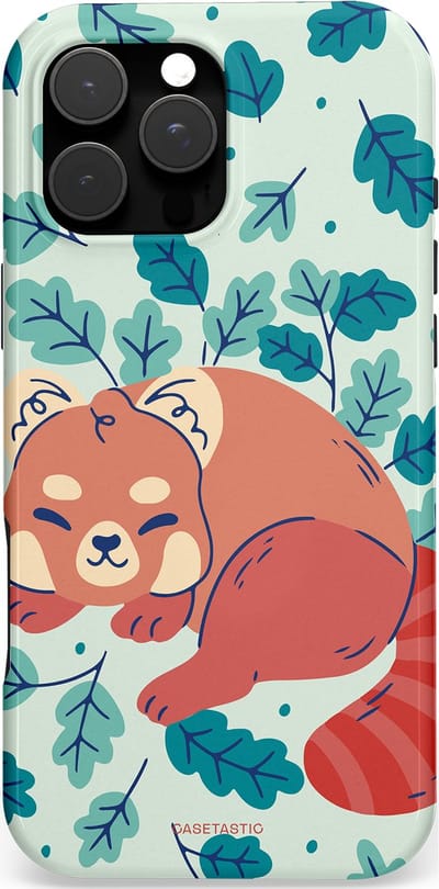 Casetastic Hoesje Geschikt voor Apple iPhone 16 Pro Max Magsafe - Stijlvolle Beschermende Duo-layer Case - Rode panda avonturen