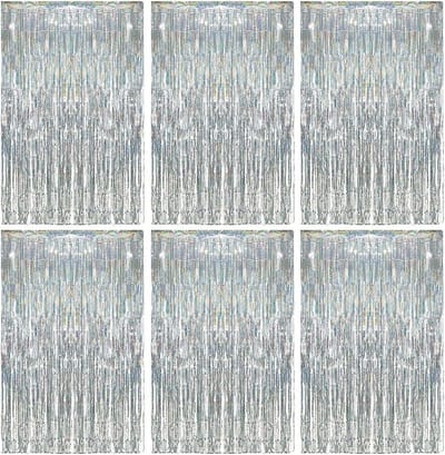 Metalen gordijn met franjes voor verjaardagen en feesten - Zilverkleurig aluminium tinsel, 1 m x 2 m