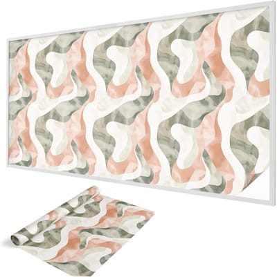 Wallfluent Glas in Lood Raamfolie - Kleurrijke golven Raamfolie Glas in Lood - 200x100 cm - Oranje Zelfklevende Raamfolie Glas in Lood - Melkglas Folie met Glas in Lood Effect - Voor de woonkamer, voor het kantoor, voor de hal