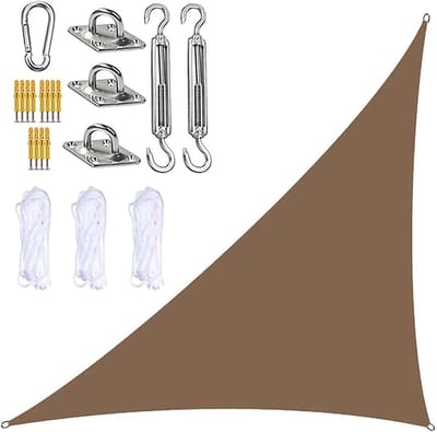 Driehoekig Schaduwzeil - Zonnedoek Tuindoek - Buiten Zonnen - Waterdicht Oxford Stof - 4 x 4 x 57 m - Beige