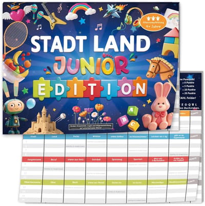 Dailygoods- Kaartspel Stad Land Junior Edition - Creatief Leerspel - Activiteitkaartspel - Spel van het Jaar 2026 - Voor Tieners - 30 Categorieën - Bordspel