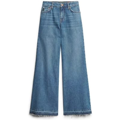 Superdry - Jeans met uitlopende pijpen en onafgewerkte zoom - Dames - Jeans
