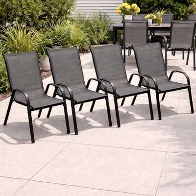 Stapelstoelen Tuin - Buitenmeubels Balkon - Ontspannen Buiten - Ruimtebesparend Stapelbaar - Hoogte 92 cm - Antraciet