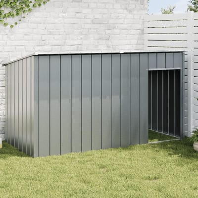 vidaXL - Hondenhok - met - dak - 196x91x110 - cm - verzinkt - staal - antracietkleurig